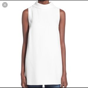 Leith Sleeveless Mock Neck Tunic in White